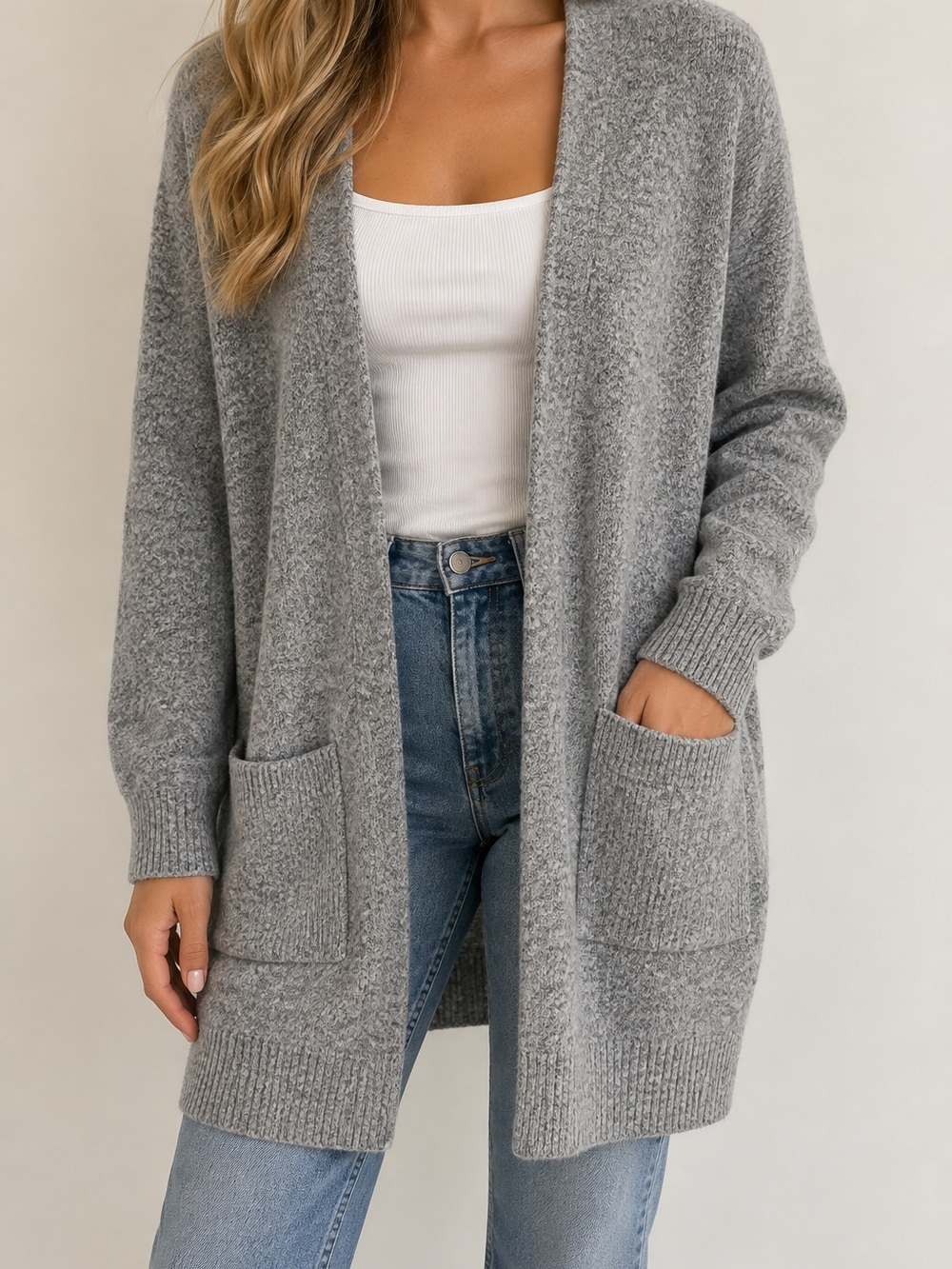 Forever 21 Cozy Grey Longline Cardigan